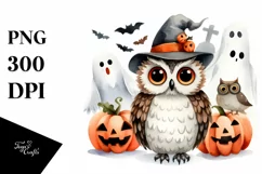 Funny Owl Halloween Clipart PNG Product Image 3