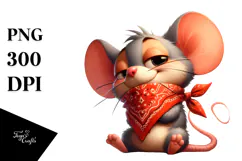 Playful Mouse with Bandana PNG Product Image 1