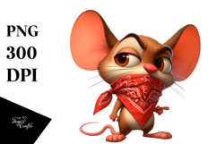 Ridiculously Cute Cartoon Mouse with Bandana PNG Product Image 1