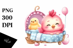 Cute Baby Chicken Playing on Children Bed | Sublimation | Product Image 3