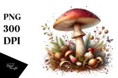 Watercolor Splash Mushroom PNG Product Image 1