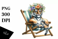 Beach Chair Young Tiger Clipart Product Image 3