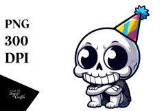 Skull with Birthday Hat, PNG Product Image 1