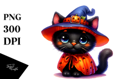 Cute Baby Black Cat Halloween Scenery Clipart Product Image 1