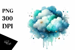 Colorful Cyan Watercolor Splash, Foil Sticker Product Image 3
