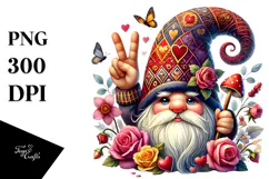 Valentines Gnome with Victory Sign PNG Product Image 1