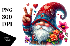 Valentines Gnome with Victory Sign PNG Product Image 1