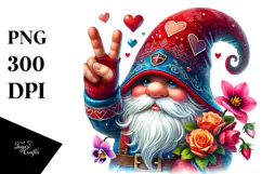 Valentines Gnome with Victory Sign PNG Product Image 1