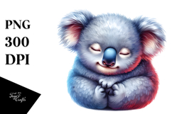 Vibrant Watercolor Baby Koala Sleeping PNG Product Image 1
