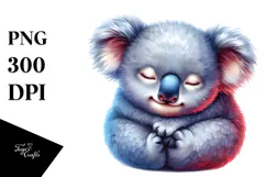 Vibrant Watercolor Baby Koala Sleeping PNG Product Image 1