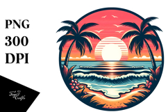 Retro Tropical Beach Sunset 20 oz Tumbler PNG Product Image 1