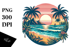Retro Tropical Beach Sunset 20 oz Tumbler PNG Product Image 1