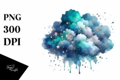 Colorful Cyan Watercolor Splash, Foil Sticker Product Image 3
