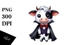 Funny Watercolor Cute Cow Vampire | Sublimation Clipart Product Image 1