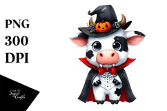 Funny Watercolor Cute Cow Vampire | Sublimation Clipart Product Image 1