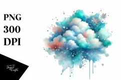 Colorful Cyan Watercolor Splash, Foil Sticker Product Image 1