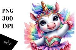 Colorful Baby Unicorn in Mazurka Dancer&#039;s Costume PNG Product Image 3
