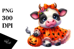 Cute Baby Cow Halloween | Sublimation | Clipart Product Image 1