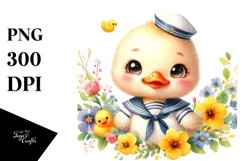 sailor Baby Duck Yellow Flower | Clipart Product Image 1