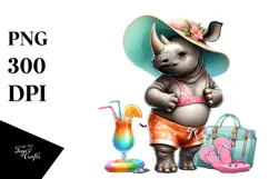 Rhino in Beachwear, Transparent PNG Product Image 1