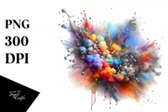 Colorful Watercolor Particles Metalic Drips Product Image 1