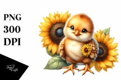 Detailed Baby Chicken Sunflower Scene | Sublimation | Product Image 1