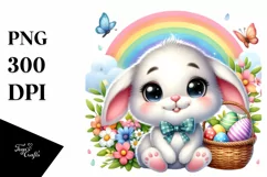 Easter Bunny Egg Flower, Clipart |T-shirt, Mug PNG Product Image 1