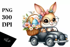 Easter Bunny Black Car Flower, Clipart |T-shirt, Mug PNG Product Image 8