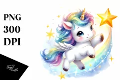 Cute Baby Unicorn Dancing on Starbeam | Clipart Product Image 3
