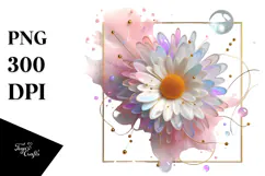 Abstract Pastel Daisy with Golden Insertions PNG Product Image 1