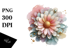 Abstract Pastel Daisy with Golden Insertions PNG Product Image 1