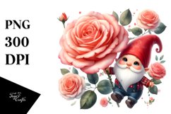 Falling Gnome with Rose PNG Product Image 1