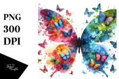 Colorful Butterfly Flower Painting, PNG Product Image 1