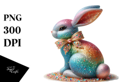 Colorful Bunny Sitting PNG Product Image 1