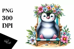 Beach Chair Young Penguin Clipart Product Image 1
