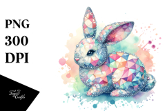 Colorful Pastel Bunny Made of Diamonds PNG Product Image 1
