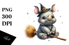 Funny Baby Rhino Witch Broom Product Image 1