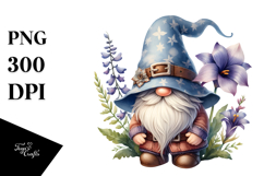 Cute Watercolor Gnome with Lobelia PNG Product Image 1