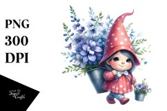 Cute Baby Gnome with Lobelia Floral Ornament, Transparent Product Image 1