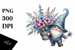 Watercolor Baby GNOME with Big Hat PNG Product Image 1