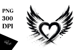 Simple Paintbrush Style Heart with Crown, PNG Product Image 1