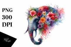 Artistic Vibrant Elephant Made of Flowers | Watercolor Product Image 1