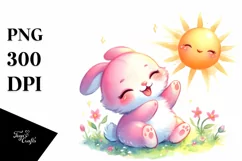 Cute Baby Bunny Playing in Sun | Clipart Product Image 1