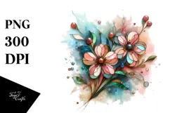 Abstract Stained Cherry Blossom, Transparent PNG Product Image 1
