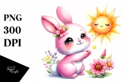 Cute Baby Bunny Playing in Sun | Clipart Product Image 1