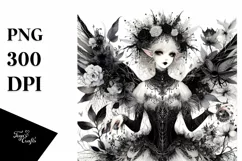 Detailed Watercolor Gothic Fairy | Clipart Product Image 1