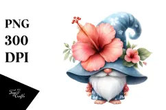 Adorable GNOME with Hibiscus PNG Product Image 1