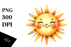 Whimsical Simple Smiling Sun PNG Product Image 1