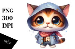 Watercolor Baby Cat Shy | Sublimation | Clipart Product Image 1