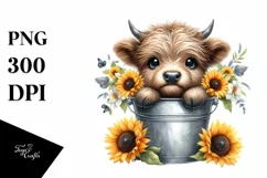 Cute Baby Highland Cow PNG Product Image 3